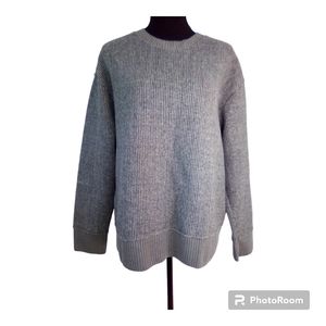 Zara Women's Gray Knit Ribbed Medium  Crew neck Sweater